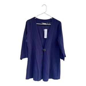 Soft Surroundings Blue 3/4 Sleeve Boxy Tunic Women Size M